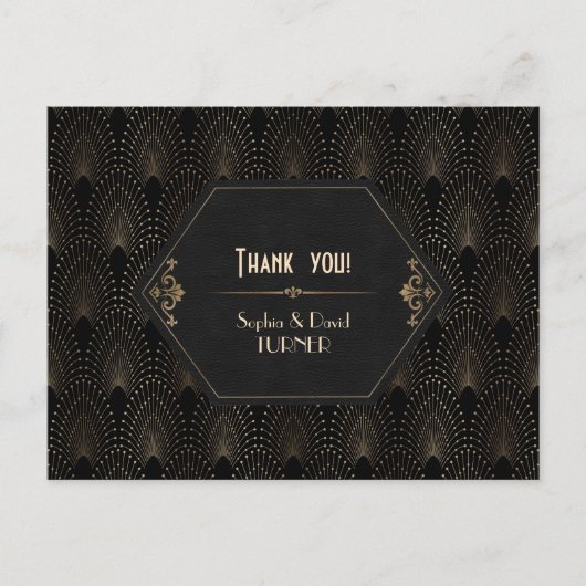 Carte Postale Royal Gold Black Great Gatsby Art Déco Merci (Devant)