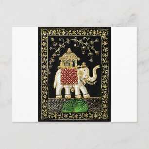 CARTE POSTALE ROYAL INDIEN ELEPHANT RIDE ZARI ART