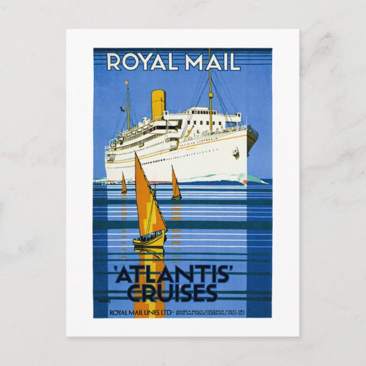 Carte Postale Royal Mail Atlantis Cruises Vintage (Devant)