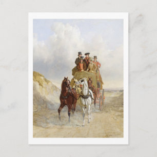 Carte Postale Royal Mail Coach on the Road, 1841 (oil on pan