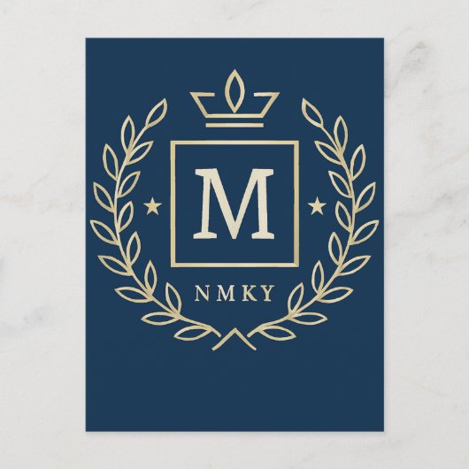 Carte Postale "Royal NMKY Emblem – Monogram M Crest Design" (Devant)