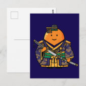 Carte Postale Royal Orange Samurai Officer Japanese Kimono (Devant / Derrière)