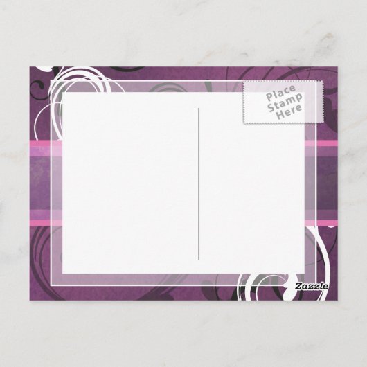 Carte Postale Royal Purple Grunge Damask Mariage élégant (Dos)