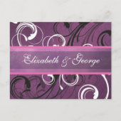 Carte Postale Royal Purple Grunge Damask Mariage élégant (Devant)