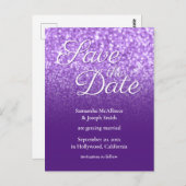 Carte Postale Royal Purple Ombre Bokeh Parties scintillant Enreg (Devant / Derrière)
