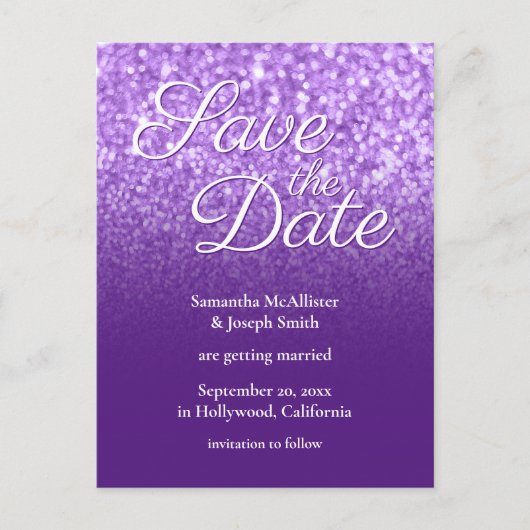 Carte Postale Royal Purple Ombre Bokeh Parties scintillant Enreg (Devant)