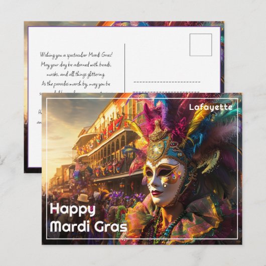 Carte Postale 💚 💜 💛 Royal Regalia : Mardi Gras Extravaganza (Devant / Derrière)