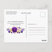 Carte Postale Royal violet violet or Floral Enregistrer la date  (Dos)