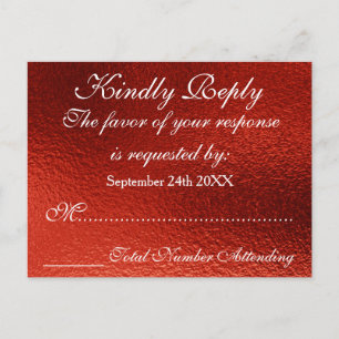 Carte postale royale personnalisée RSVP Red Shiny