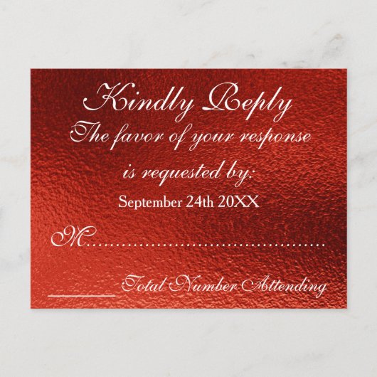 Carte postale royale personnalisée RSVP Red Shiny (Devant)