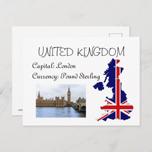 Carte Postale Royaume-Uni (Devant / Derrière)
