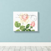 Carte Postale Roze Roze Franse Manuscript  Canvas Afdruk (Insitu (Houten vloer))