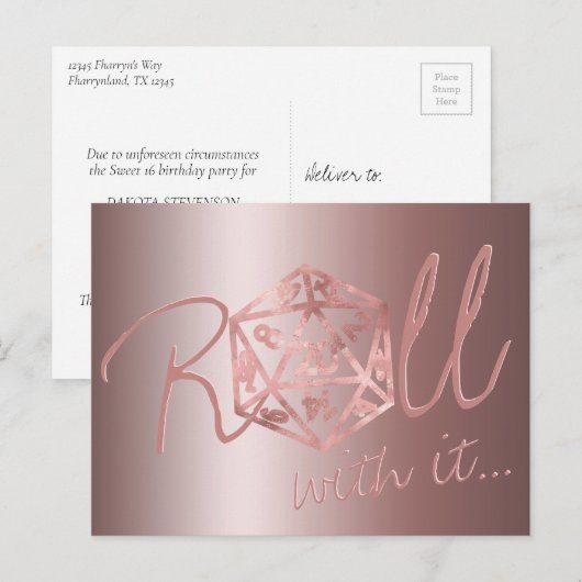 Carte Postale RPG Luxe | Mauve Fantasy Reprogrammation de jeu de (Devant / Derrière)