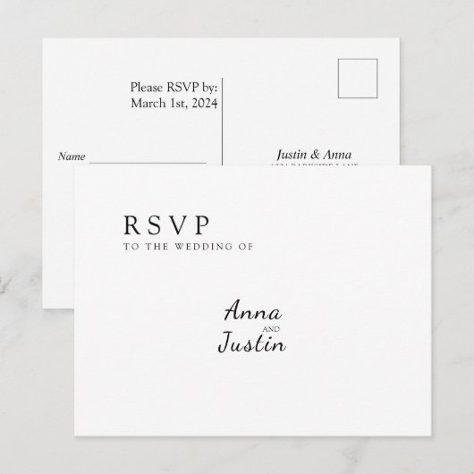 Carte postale RSVP (Devant / Derrière)