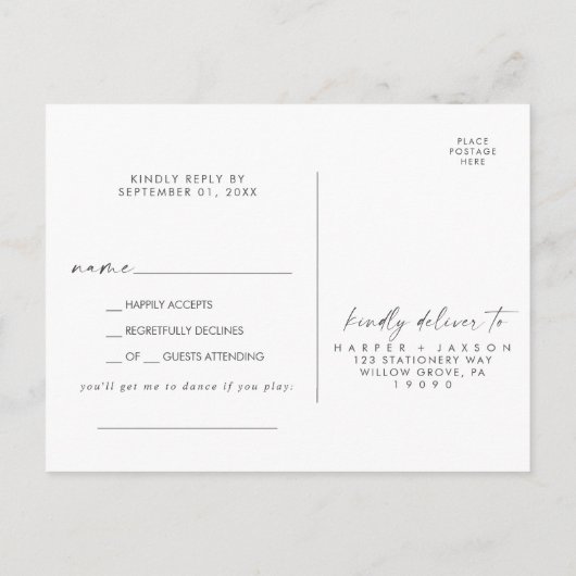 Carte postale RSVP (Dos)