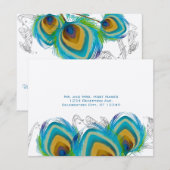 Carte postale RSVP 3 plumes de paon musicales (Devant / Derrière)