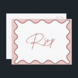 Carte postale RSVP à bordure rose et blanche<br><div class="desc">Conçue pour coordonner avec notre collection Wavy Border, cette carte postale moderne RSVP présente la bordure ondulée tendance et populaire en blanc sur arrière - plan rose. Si vous voulez attirer l'attention de votre client avec une pop de couleur sur votre invitation branchée, cette suite est parfaite pour vous. Pour...</div>
