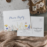 Carte postale RSVP à choix de menu Fleur sauvage m