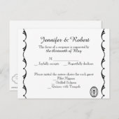 Carte postale RSVP à clé noire et blanche (Devant / Derrière)