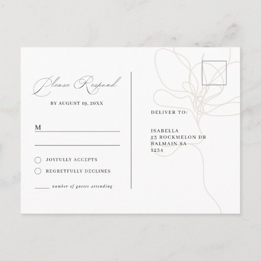 Carte postale rsvp à fleurs dessinées à la main il (Dos)