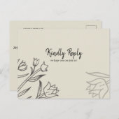 Carte postale RSVP à la crème florale (Devant / Derrière)