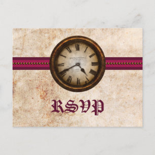 Carte postale RSVP Antique Horloge, Fuchsia