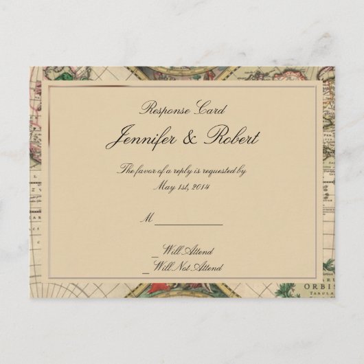 Carte postale RSVP Antique World Map (Devant)