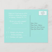 Carte postale RSVP Aqua bleu et blanc rayé (Dos)