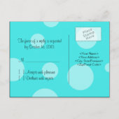 Carte postale RSVP Aqua Blue Black Polka Dot (Dos)