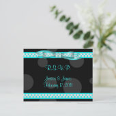 Carte postale RSVP Aqua Blue Black Polka Dot (Debout devant)