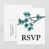 Carte postale RSVP Aqua Simple Cherry Blossoms (Devant / Derrière)