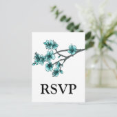 Carte postale RSVP Aqua Simple Cherry Blossoms (Debout devant)