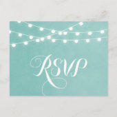 Carte postale RSVP Aqua String Lights Wedding (Devant)
