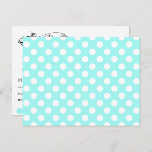 Carte postale RSVP Aqua & White Polka Dot Wedding (Devant / Derrière)