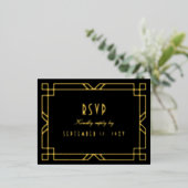 Carte postale RSVP Art déco classique Black Gold R (Debout devant)