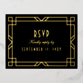Carte postale RSVP Art déco classique Black Gold R (Recto)