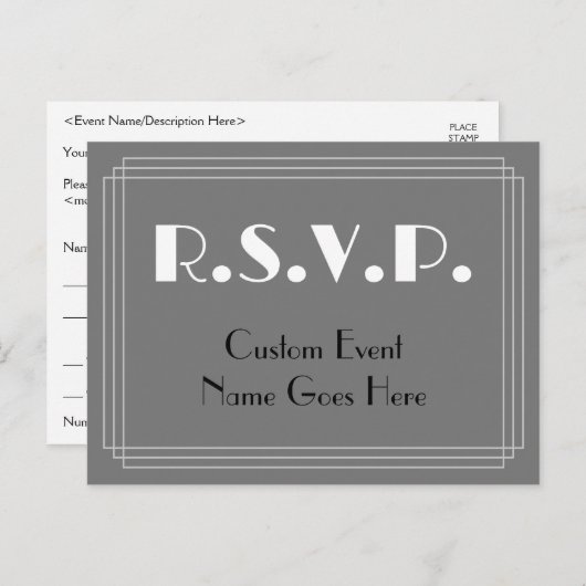 Carte postale RSVP Art Déco Look (Devant / Derrière)