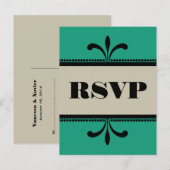Carte postale RSVP Art Déco Vert/Beige (Devant / Derrière)