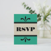 Carte postale RSVP Art Déco Vert/Beige (Debout devant)