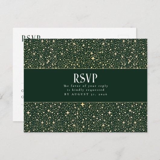 Carte Postale RSVP au mariage Night Stars (Devant / Derrière)