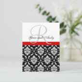 Carte postale RSVP avec monogramme Damask pour Mar (Debout devant)
