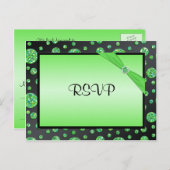 Carte postale RSVP Black and Lime Glitt (Devant / Derrière)