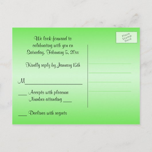Carte postale RSVP Black and Lime Glitt (Dos)
