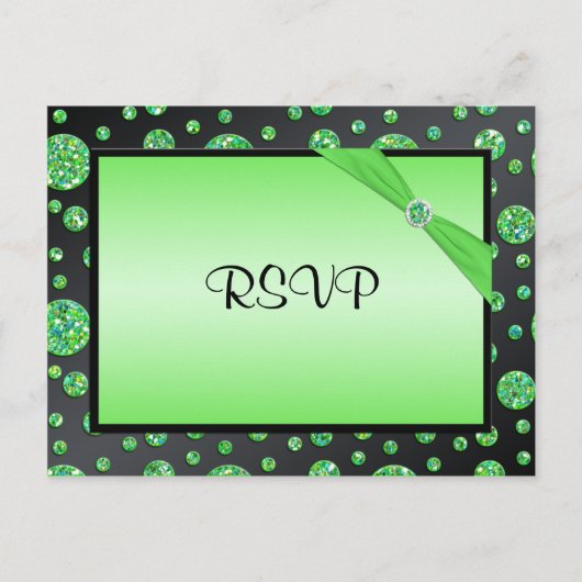 Carte postale RSVP Black and Lime Glitt (Devant)