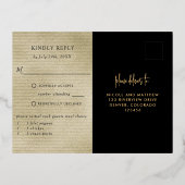 Carte postale RSVP Black and Real Gold Foil Weddin (Verso)