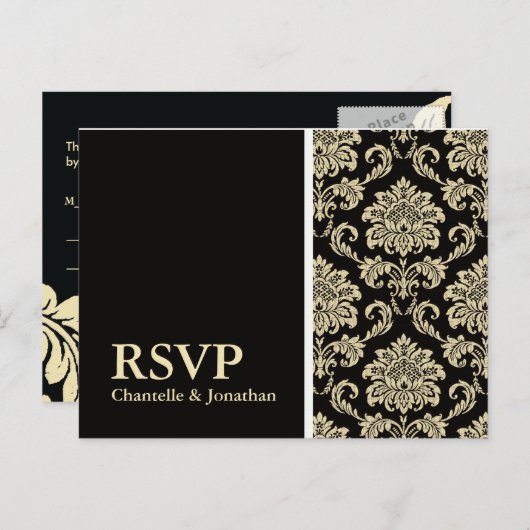 Carte postale RSVP Black Damask (Devant / Derrière)