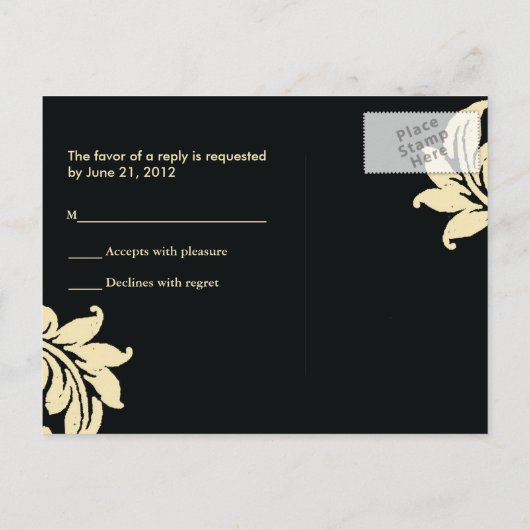 Carte postale RSVP Black Damask (Dos)