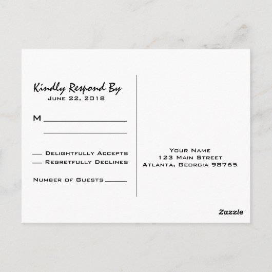Carte postale RSVP Black Script moderne (Dos)