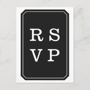 Carte postale RSVP Black Simply Elegant Wedding