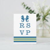 Carte postale RSVP bleu jaune marine (Debout devant)